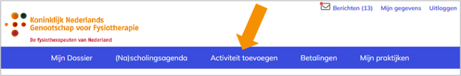 PE-online Activiteit toevoegen screenshot